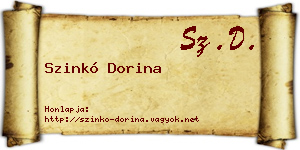Szinkó Dorina névjegykártya